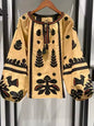 Yellow and black floral embroidered bomber sleeves shirt