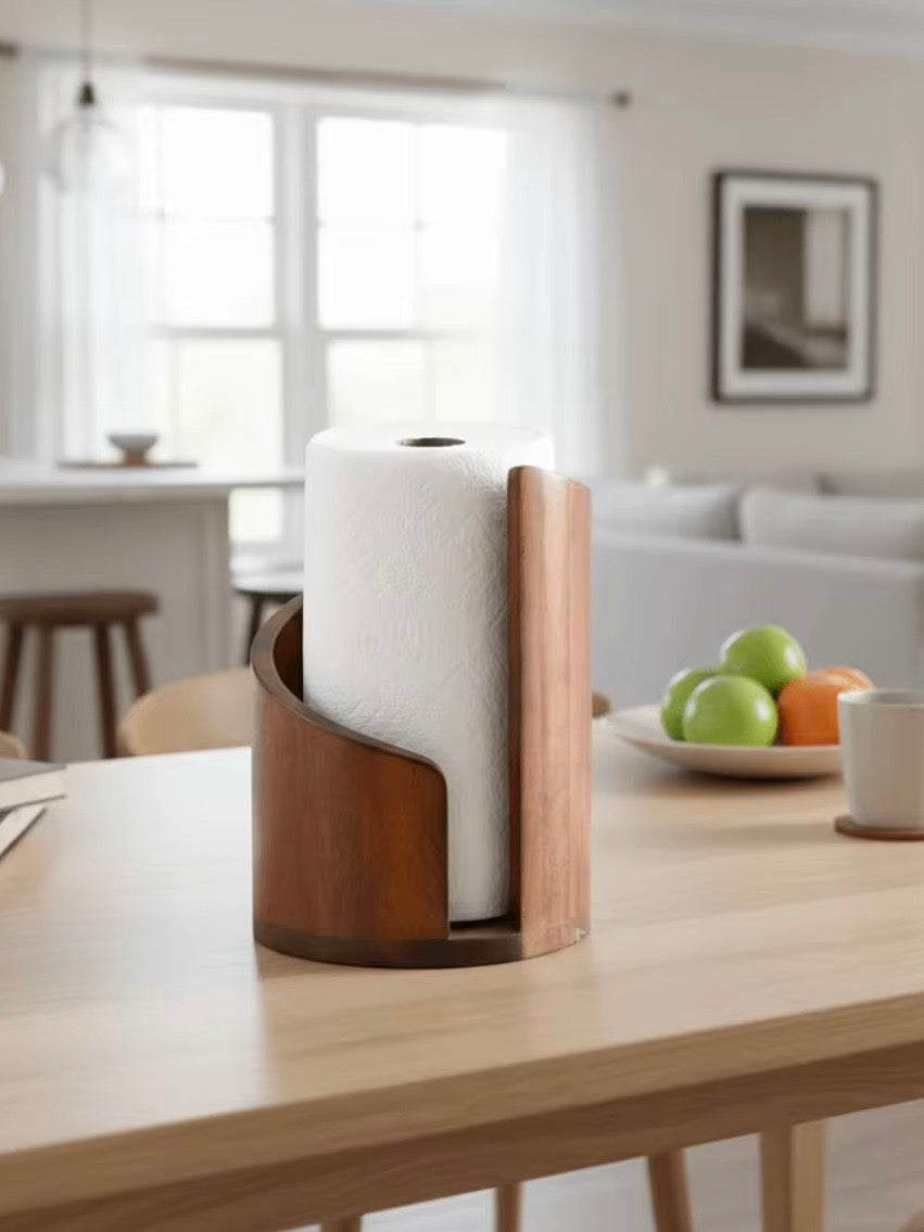 Wood kitchen paper towel holder