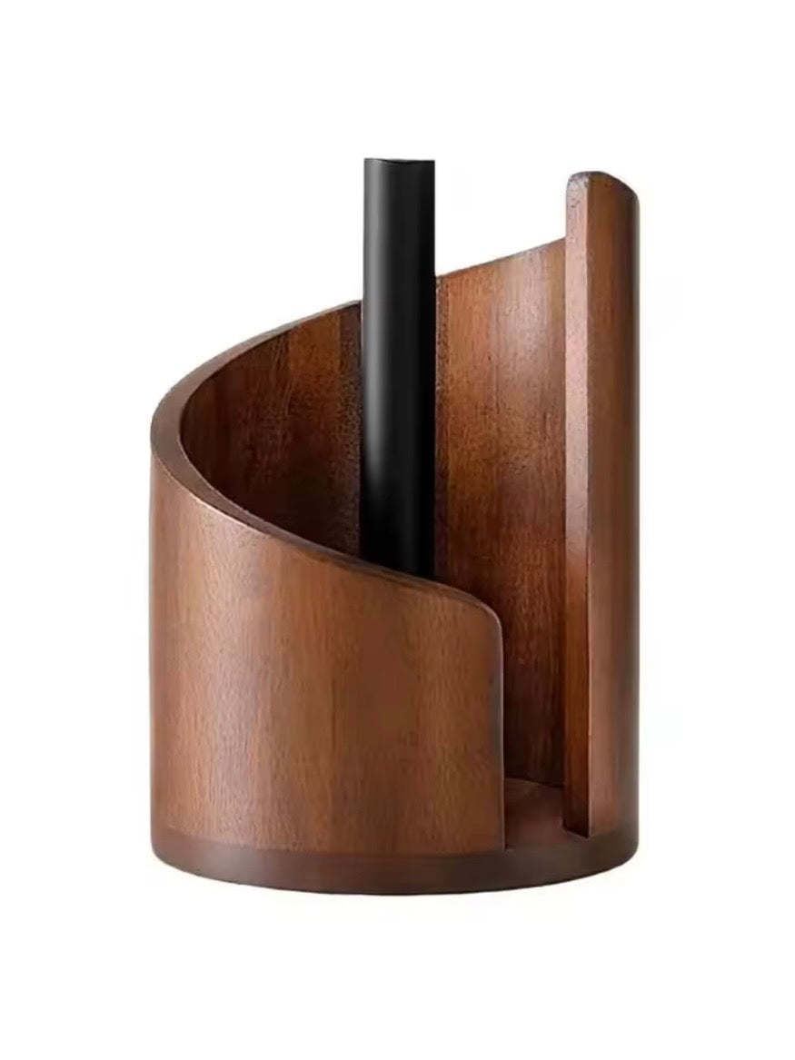 Wood kitchen paper towel holder