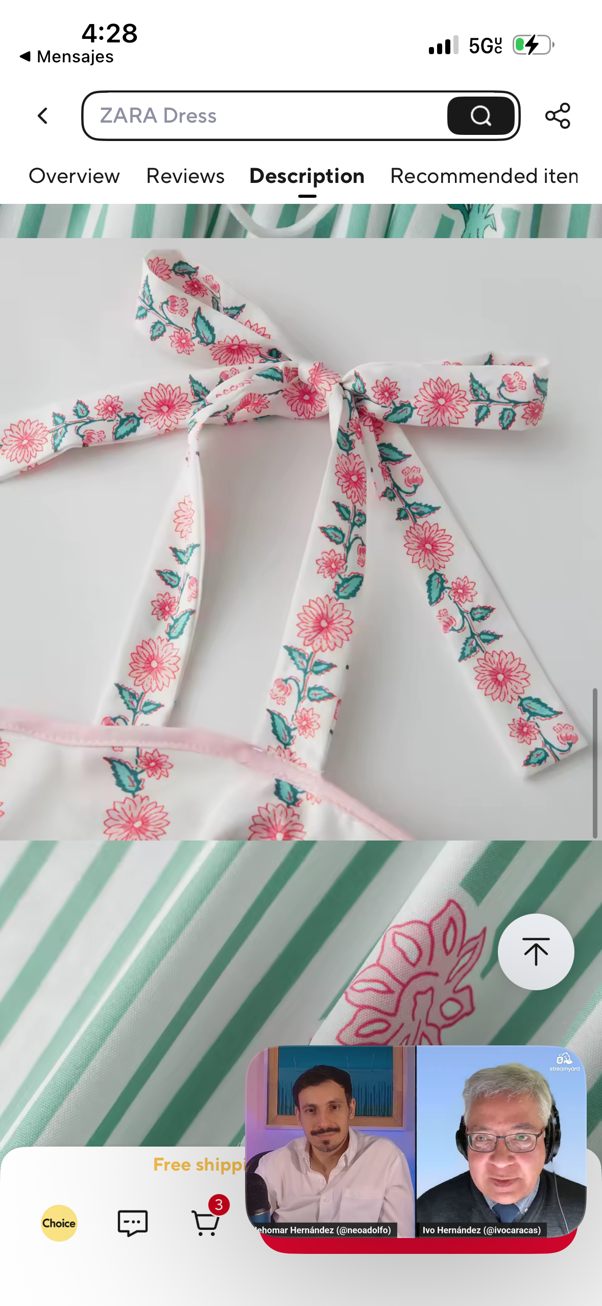 White, pink and green striped floral printed square neck straps loose fit maxi dress