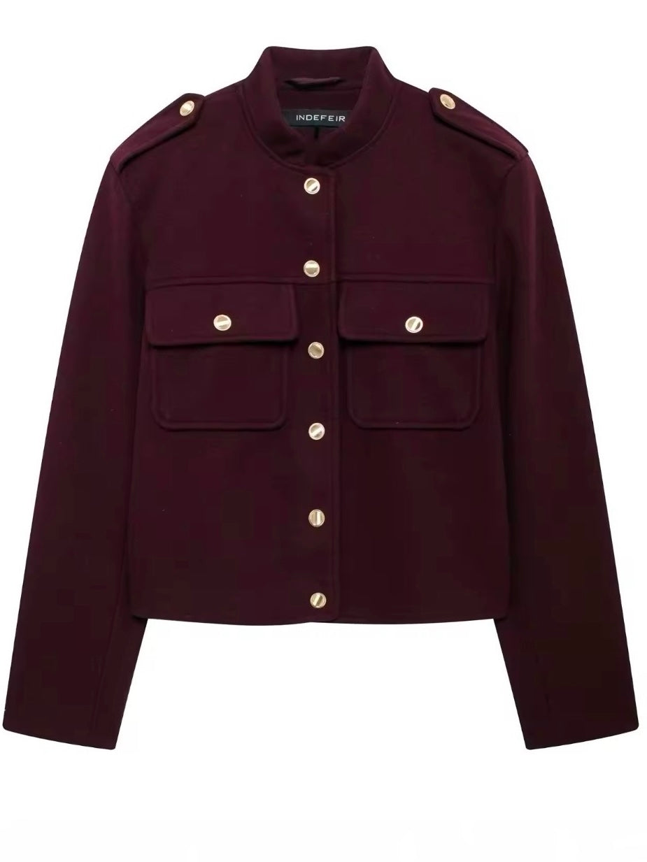 Burgundy golden buttons jacket