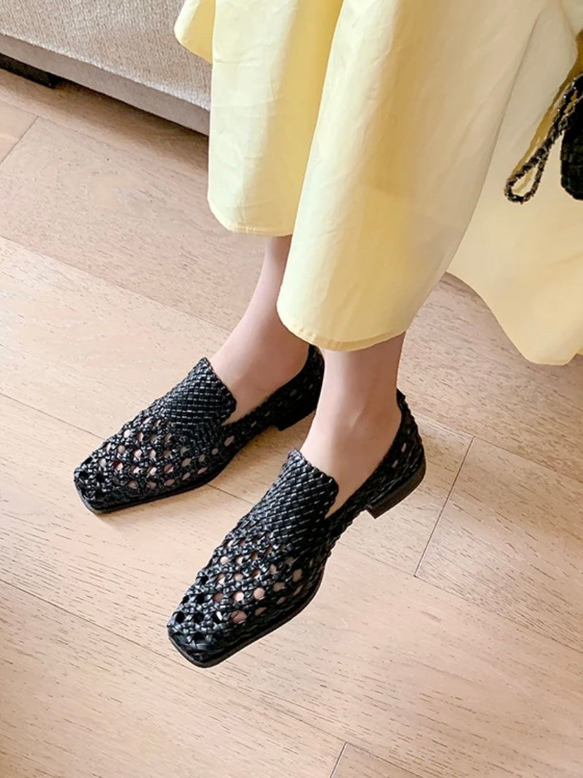 Slip on net loafers moccasins shoes