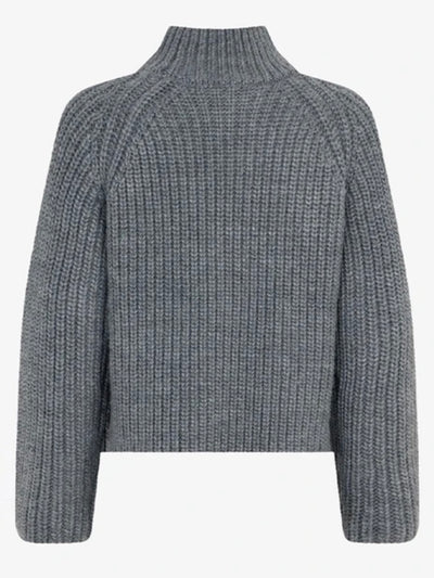 Gray fringes knitted sweater