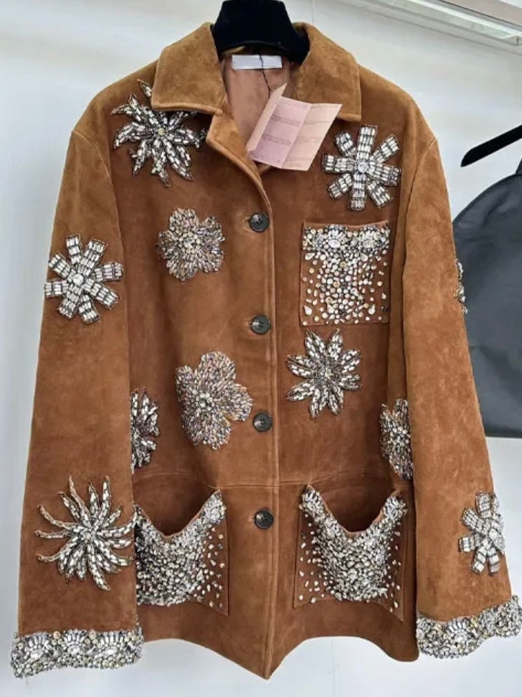 Broma leather jacket with floral details