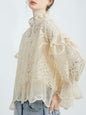 Beige ruffles and lace ruffles shirt