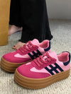 Fuchsia and pink platform lace up sneakers