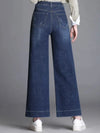 Blue high rise wide ankle length pants