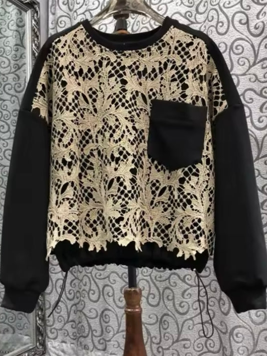 Black and beige lace 2 top sweater