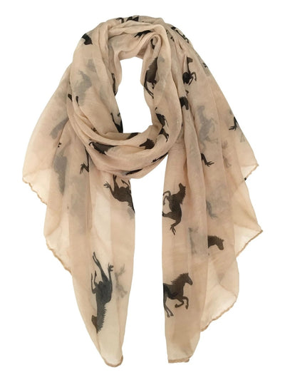 Brown and black horses light scarf