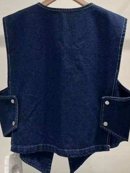 Denim dark blue vest