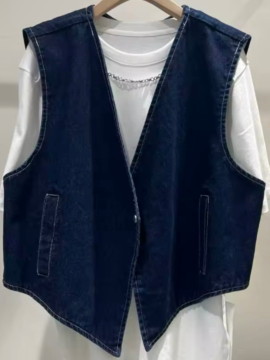 Denim dark blue vest