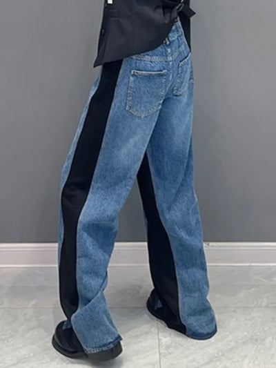 Blue jeans and black wide pants