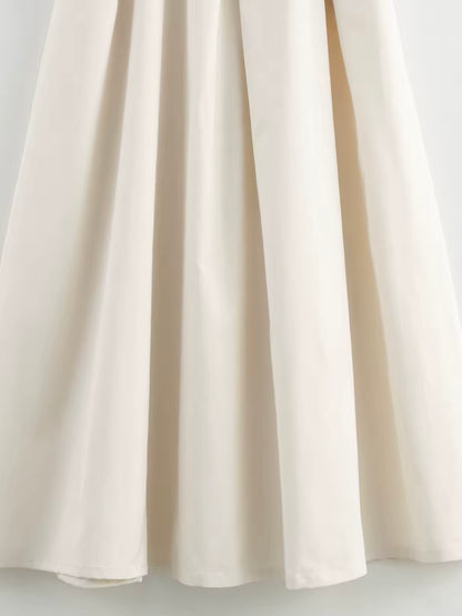 Beige zippered front sleeveless maxi dress