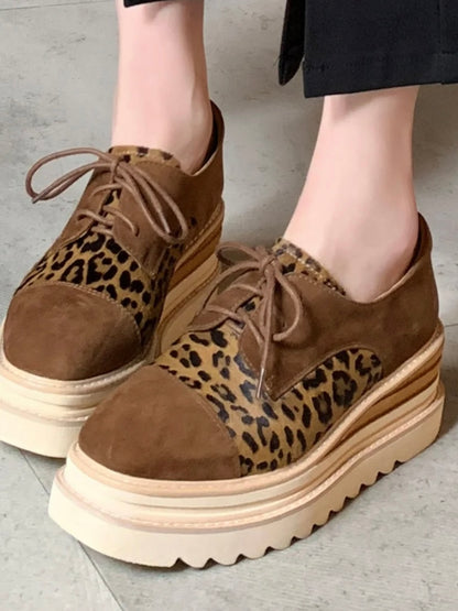 Animal print and brown platform oxfords