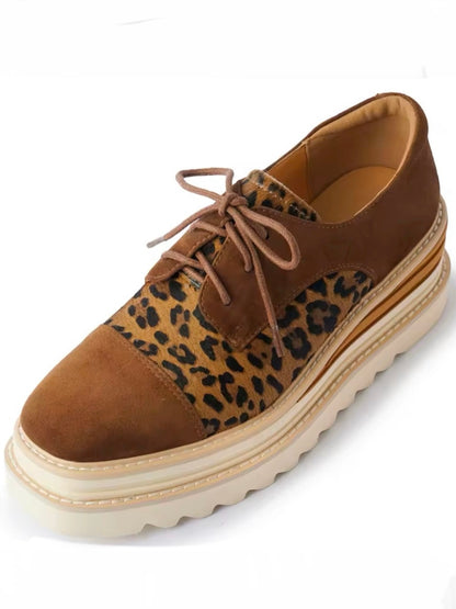 Animal print and brown platform oxfords