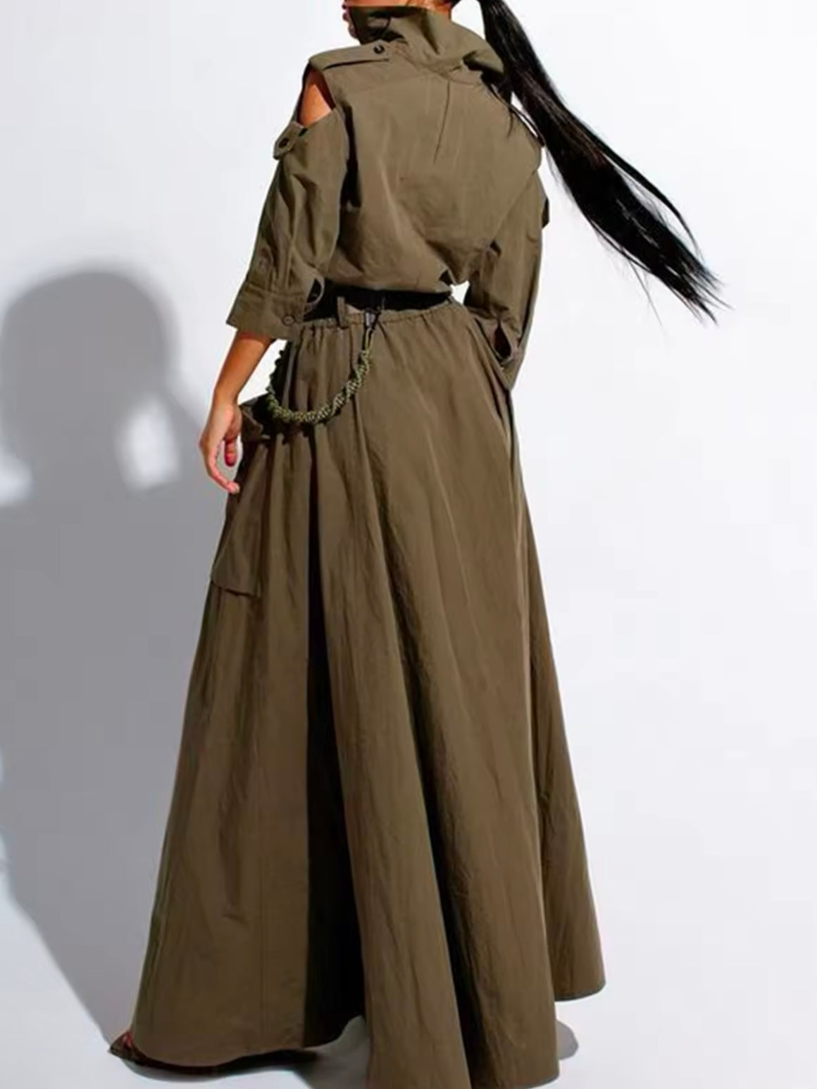 Dark green long sleeves maxi dress