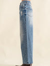 Studded wide leg washed mid blue pants