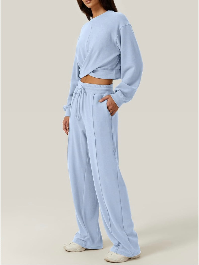 Light blue set of 2. Crossed sweater and joggers pants