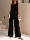 Black set of 2. Top and wide pants