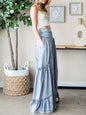 Mid blue boho wide leg pants