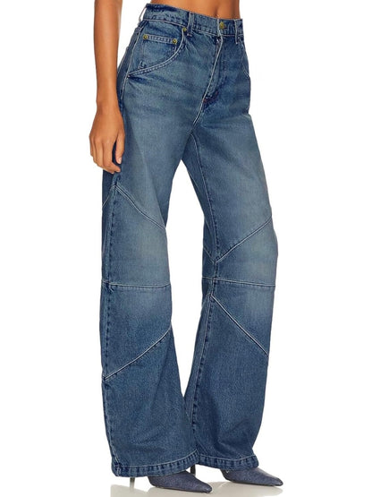 Blue barrel seams jeans