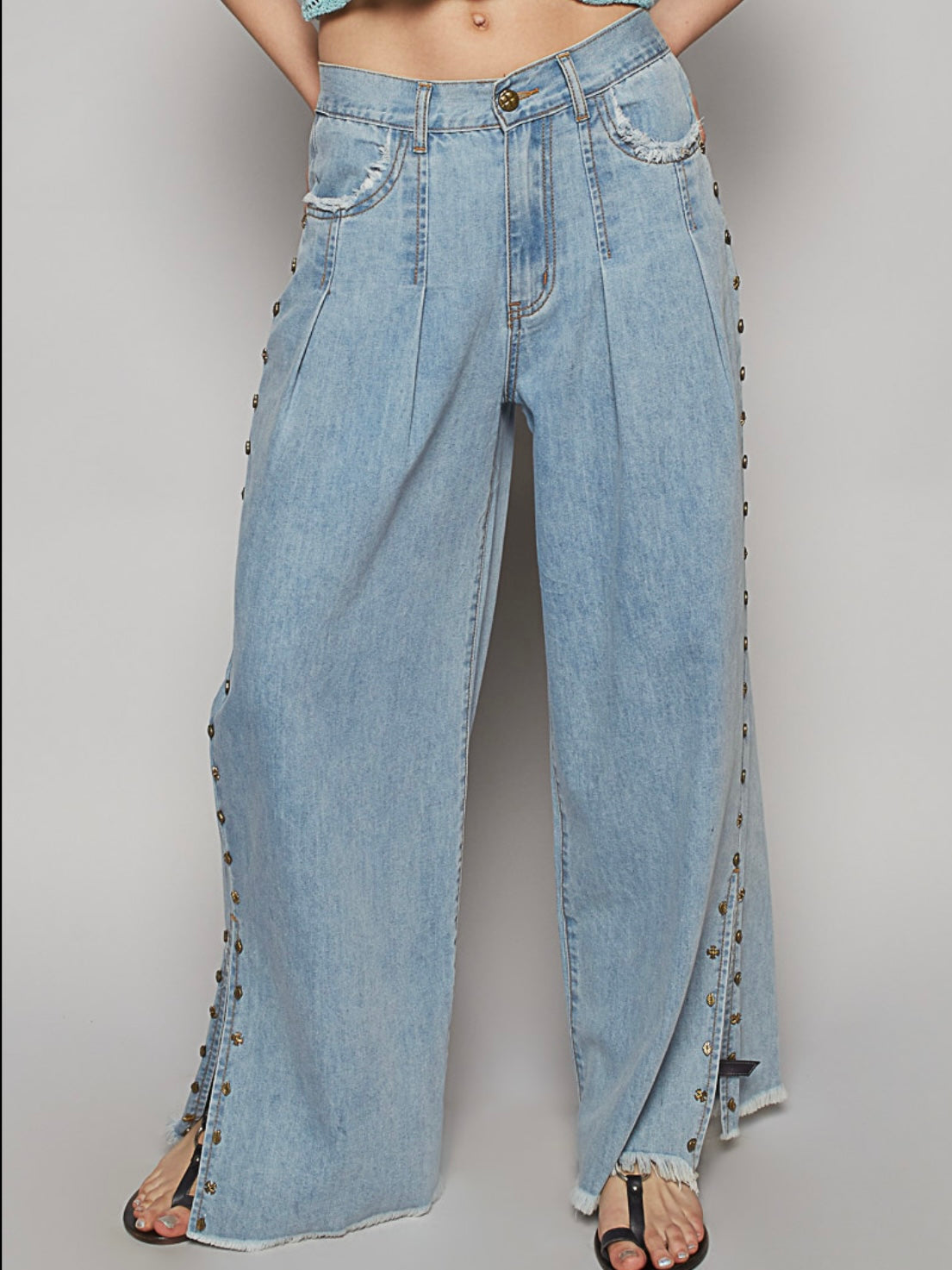 High-Waisted Loose Buttoned Jean Pants