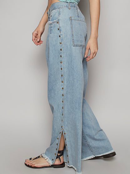 High-Waisted Loose Buttoned Jean Pants