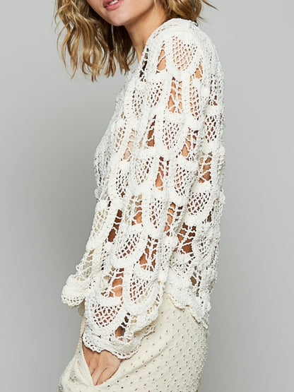 Off white crochet top sweater