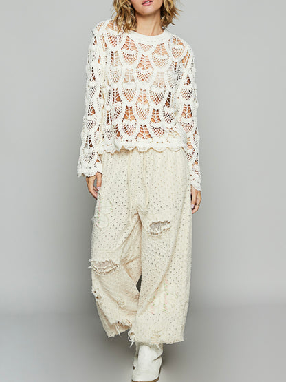 Off white crochet top sweater