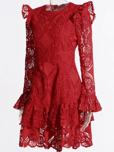 Red lace mini dress