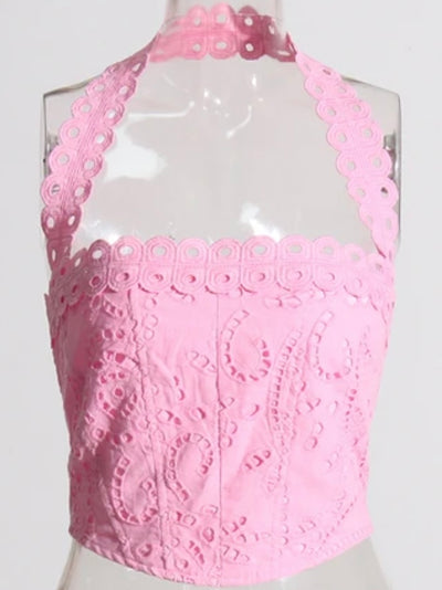 Pink set of 2 lace top and skirt