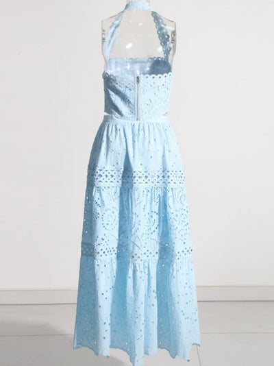 Light blue set of 2 lace top and skirt