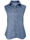 Mid blue denim sleeveless shirt