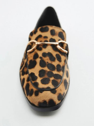 Cheetah printed gold chain Oxford shoes
