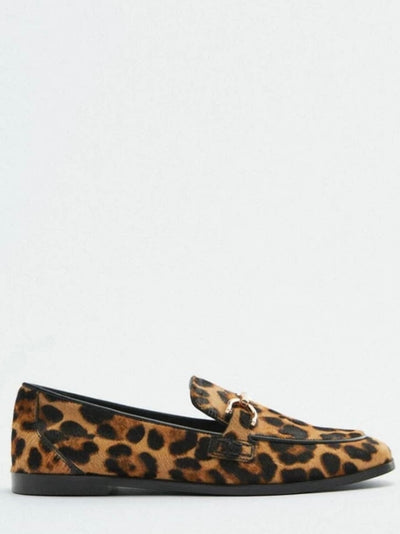 Cheetah printed gold chain Oxford shoes