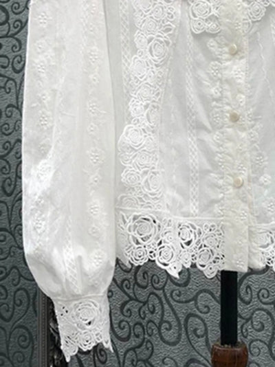 White lace crochet shirt