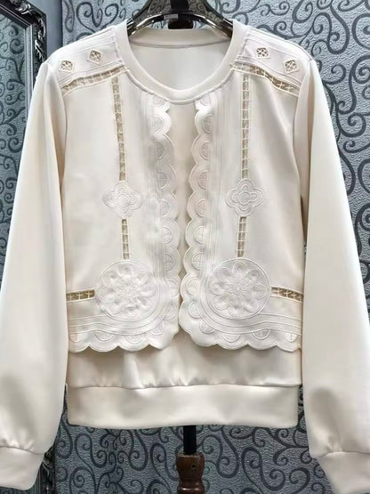 Beige lace fabric sweater