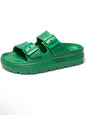 Emerald green 2 straps slides plastic sandals