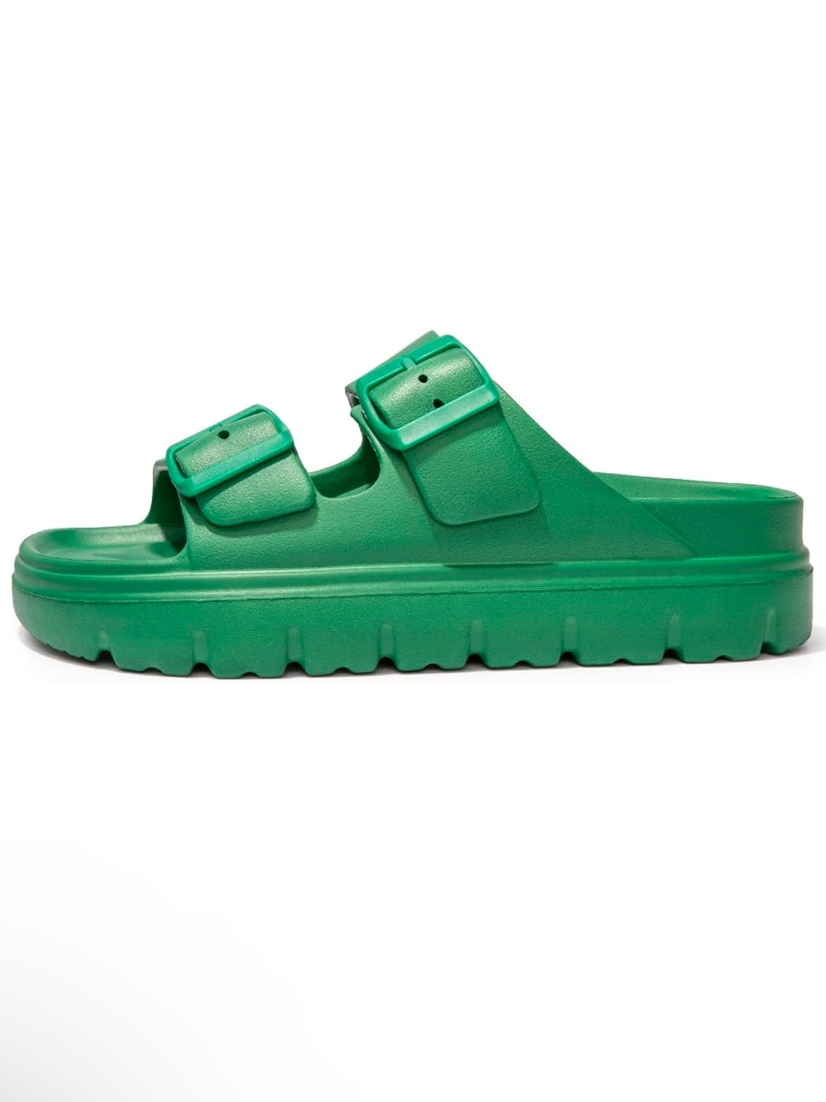 Emerald green 2 straps slides plastic sandals