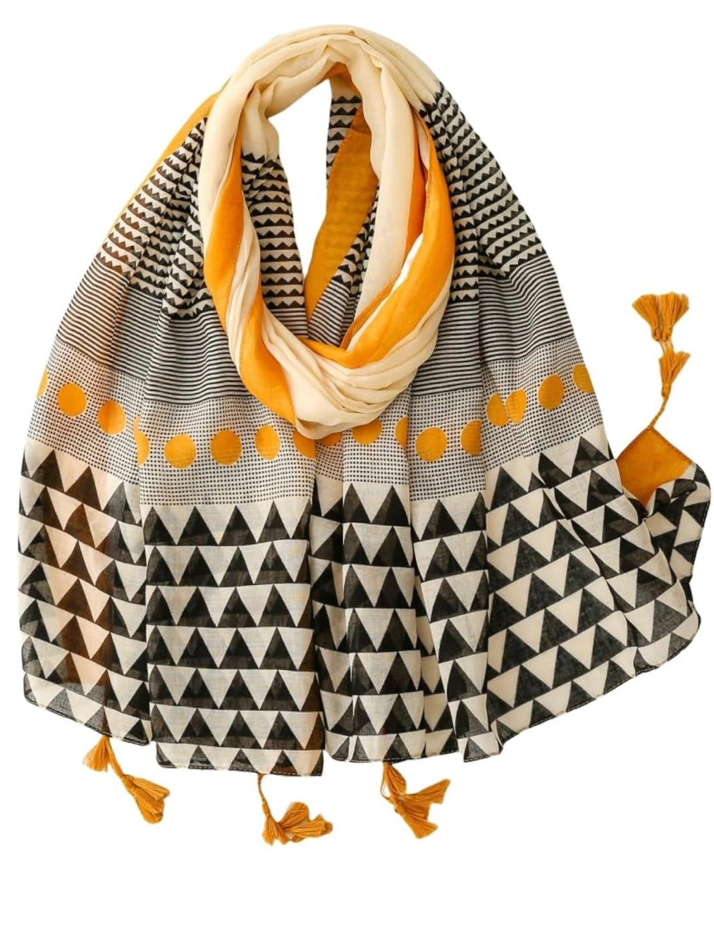 Geometric prints light scarf