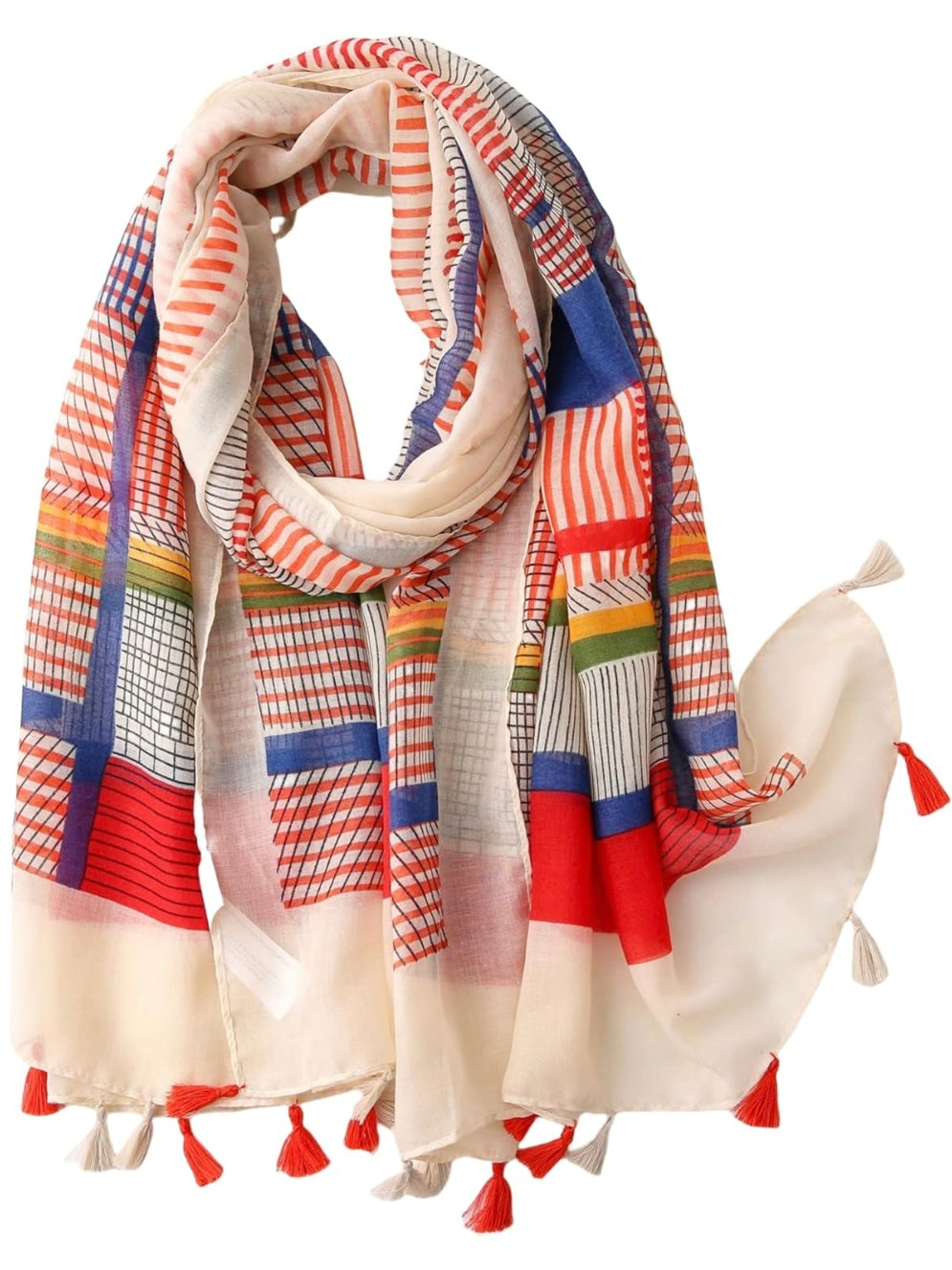 Geometric prints light scarf