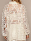 White flowers crochet lace raw hem jacket - shaket