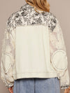 White and black flowers crochet lace jacket