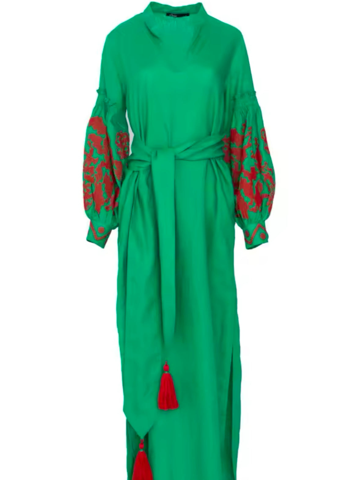 Green emerald and turquoise boho maxi dress