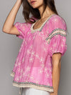 Pink square neck top