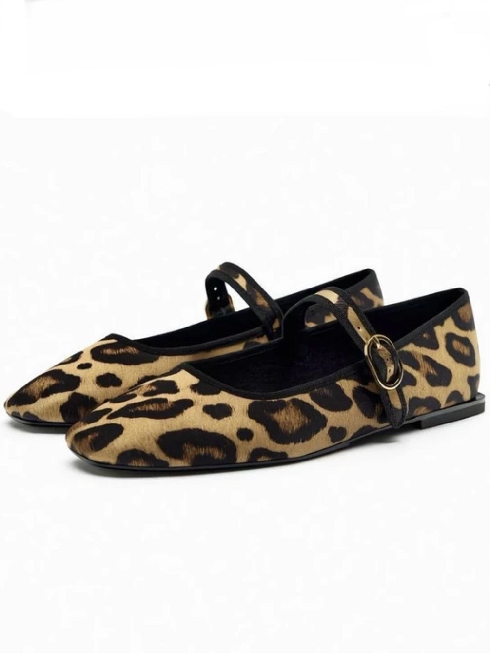 Leopard low square heel shoes