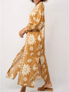 Brown and white sunflowers long shirt/dress cover up duster