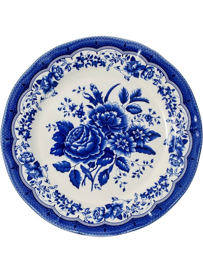 White and blue royal floral pattern dinnerware set
