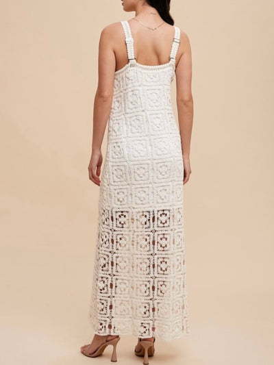 White crochet maxi dress