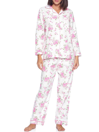 White and pink floral pijama set